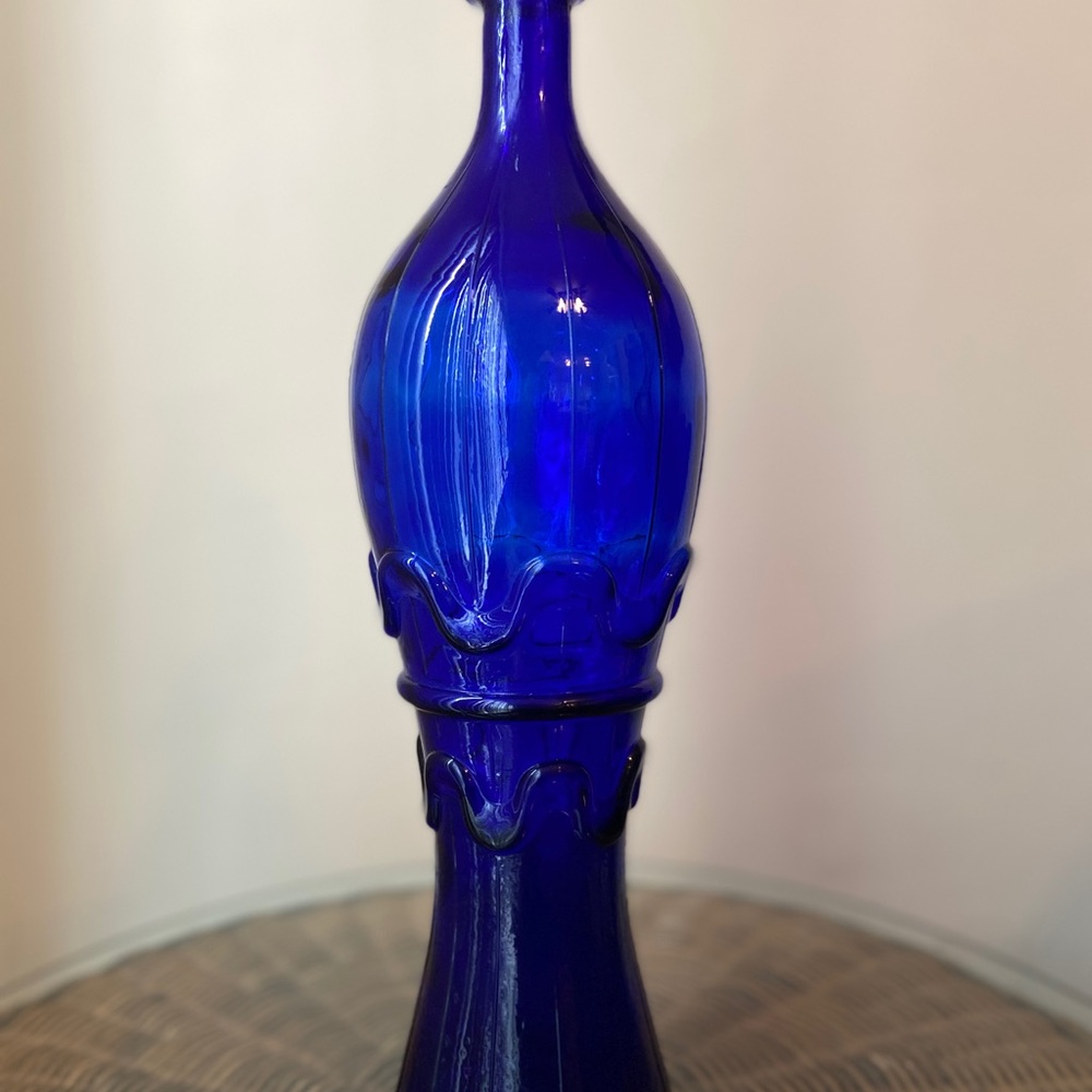 SOLD Vintage Cobalt Blue Empoli Style Art Glass Vase MCM Decor
